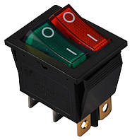 Клавишный переключатель 2 клав. с подсветкой (зеленый и красный) KCD2-2101N GR+R/B АСКО-УКРЕМ [A0140040111]