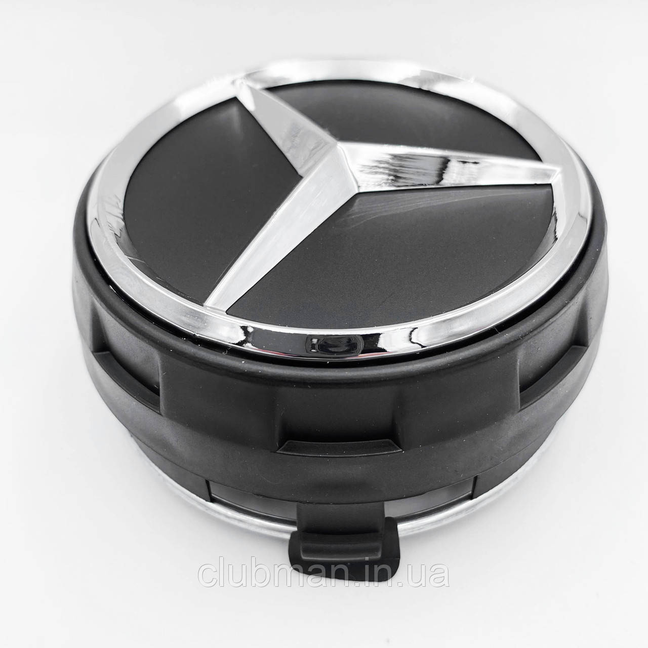 Ковпачки (заглушки) + подіум (бочка) у литі диски Mercedes Benz (Мерседес) 75 мм Матові-чорні (A000400 09)