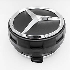 Ковпачки (заглушки) + подіум (бочка) у литі диски Mercedes Benz (Мерседес) 75 мм Матові-чорні (A000400 09)