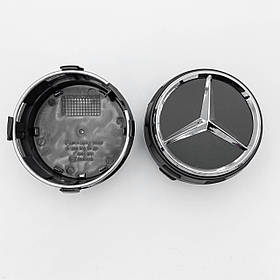 Ковпачки (заглушки) + подіум (бочка) у литі диски Mercedes Benz (Мерседес) 75 мм Матові-чорні (A000400 09)