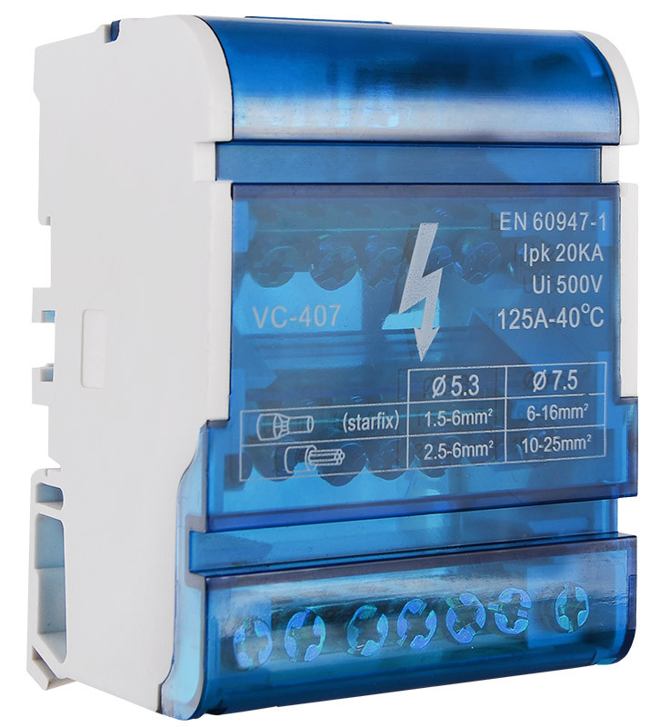 Нульова шина в корпусі 4х7 VC-407 (4 бруски по 7 отворів) АСКО-УКРЕМ (A0150120020), фото 1