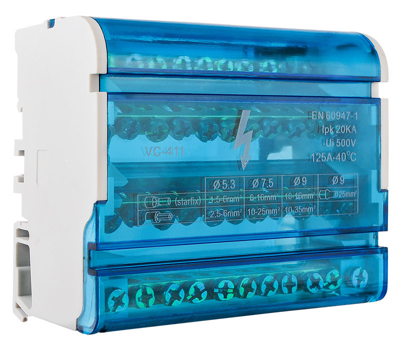 Нульова шина в корпусі 4х11 VC-411 (4 бруски по 11 отворів) АСКО-УКРЕМ (A0150120021), фото 1