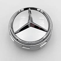 Ковпачки (заглушки) + подіум (бочка) у литі диски Mercedes Benz (Мерседес) 75 мм Сріблясті (A000400 09), фото 4