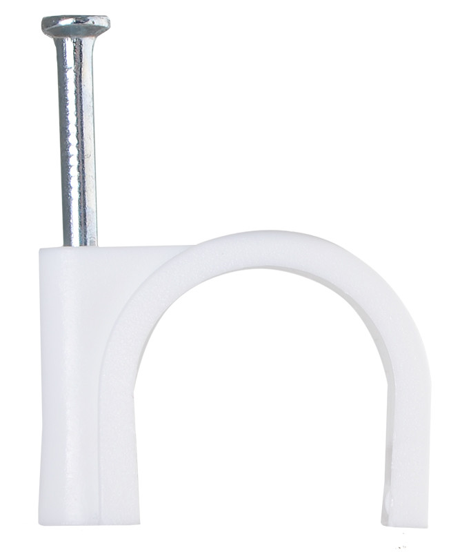 Скоба  біла CHR-6 мм кругла із цвяхом (упак 100шт) АСКО-УКРЕМ (A0150030003), фото 1