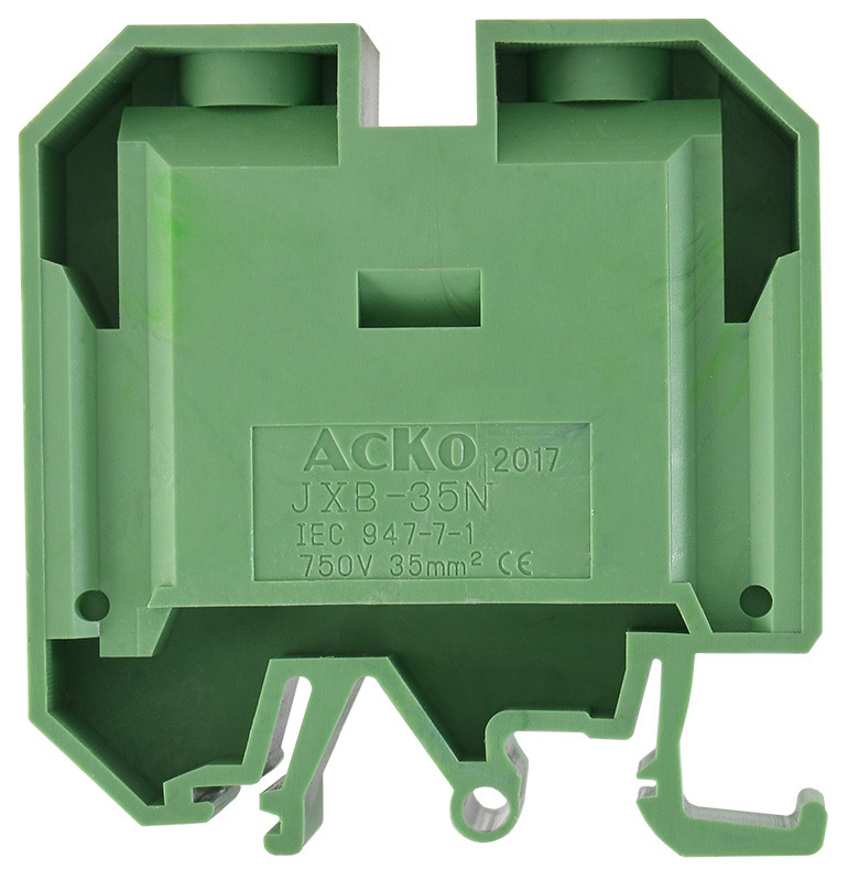 Клемник гвинтовий на DIN-рейку JXB 35/35 зелений АСКО-УКРЕМ (A0130010020)