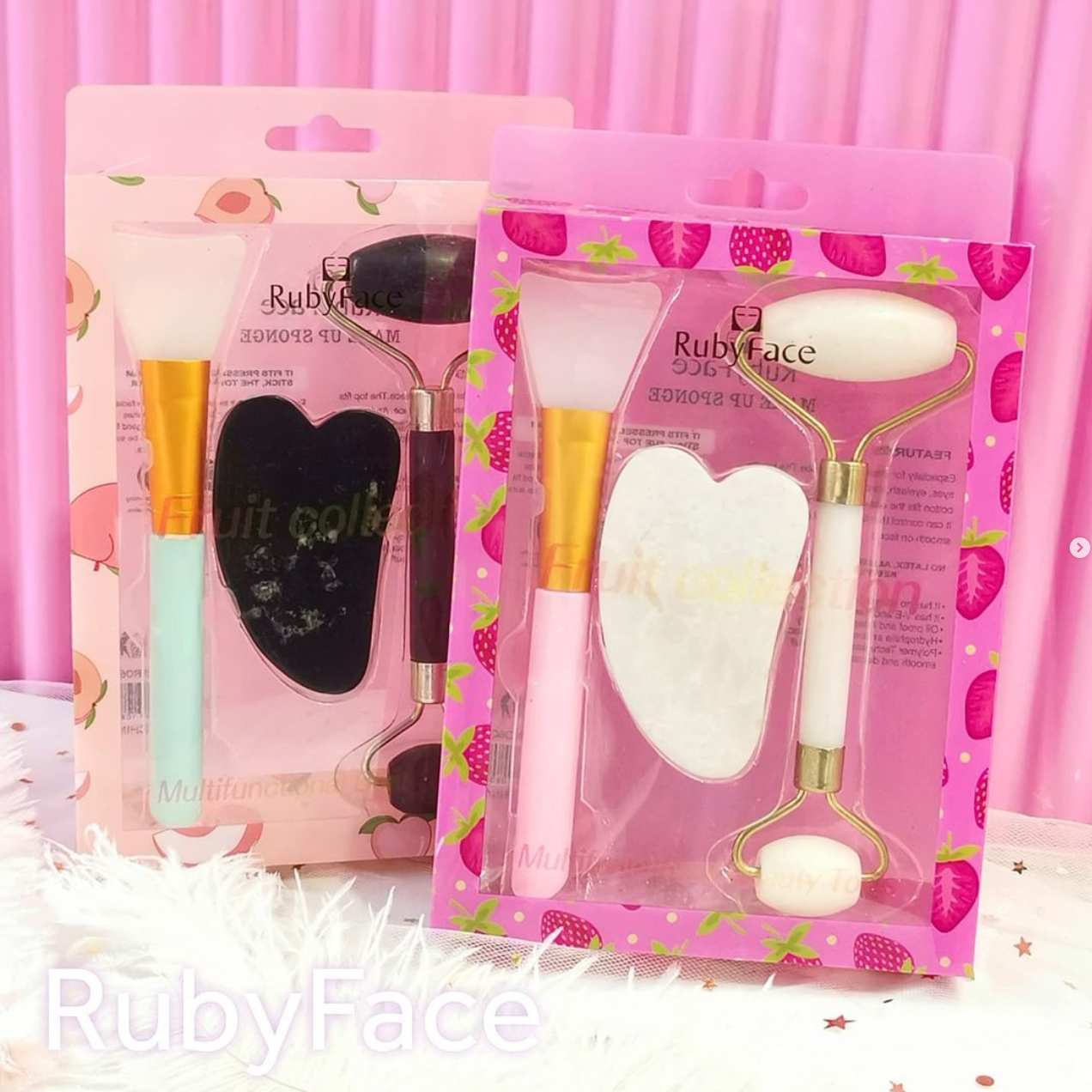 Набір 3 в1 Нефритовий ролик і натуральний камінь гуаша для масажу обличчя і кисть для нанесення масок, фото 1