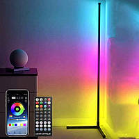 Угловой напольный RGB торшер светодиодный LED лампа с пультом светильник с регулируемой яркостью 130см сборной