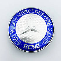 Ковпачки (заглушки) в литі диски Mercedes-Benz (Мерседес) 60 мм. Класик Хром Синій обідок, фото 2