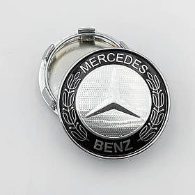 Ковпачки (заглушки) в литі диски Mercedes-Benz (Мерседес) 60 мм. Класик сріблясто-чорні