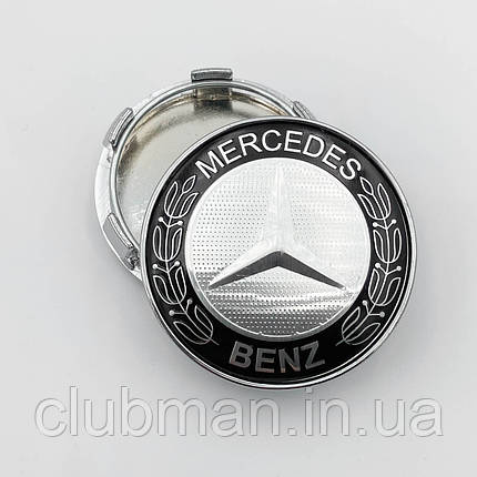 Ковпачки (заглушки) в литі диски Mercedes-Benz (Мерседес) 60 мм. Класик сріблясто-чорні, фото 1