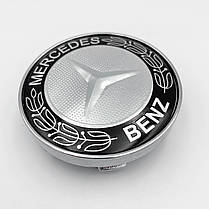 Ковпачки (заглушки) в литі диски Mercedes-Benz (Мерседес) 60 мм. Класик сріблясто-чорні, фото 4