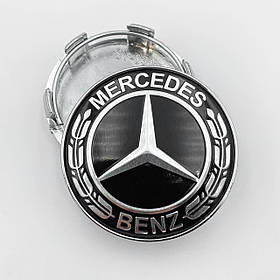 Ковпачки (заглушки) в литі диски Mercedes-Benz (Мерседес) 60 мм. Класик Чорно-чорні