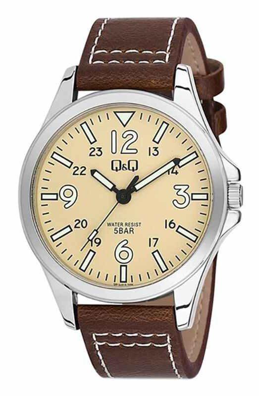 Чоловічий класичний наручний годинник Q&Q QB12 коричневий, фото 1