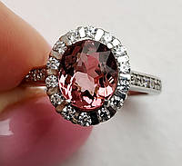 Кольцо с натуральным мозамбикским ААА Light Pink турмалином (рубеллит) 2.24 ct Размер 18