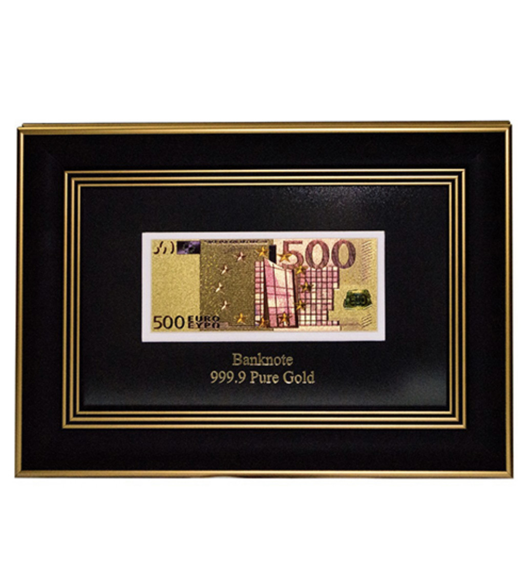 Панно "Банкнота 500 EUR (євро) Євросоюз" золото 33х23 см