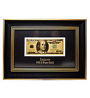 Панно "Банкнота 100 USD (долар) США" золото 33х23 см