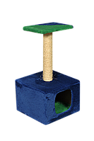 Домик когтеточка для кота дряпка для кошки Мур-Мяу "Дом-1" 34х34х67 см в джутовой веревке Сине-зеленый +