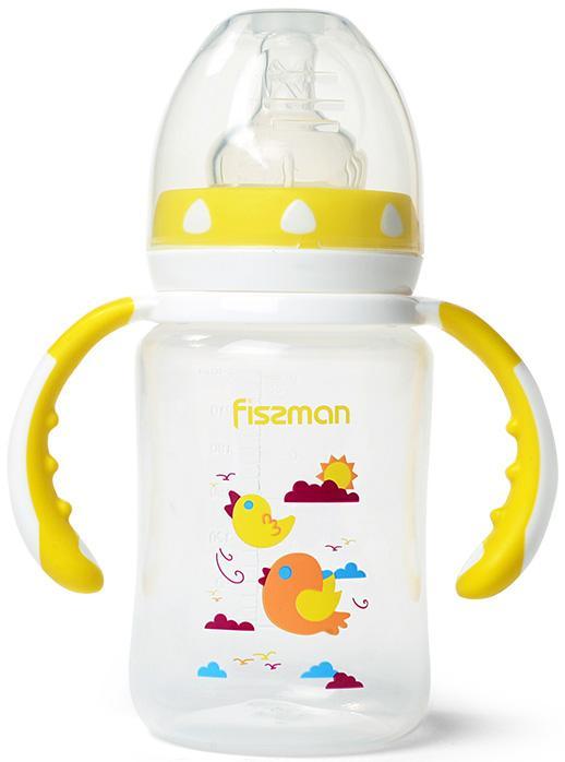 Пляшка дитяча для годування Fissman Babies "Пташки в хмарах" 240 мл із ручками