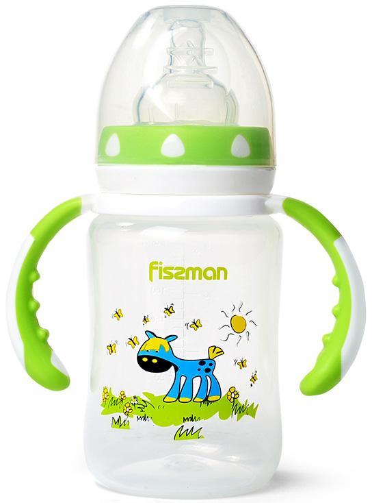Пляшка дитяча для годування Fissman Babies "Ослик на лужці" 240 мл із ручками