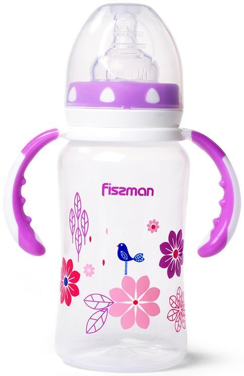 Пляшечка дитяча для годування Fissman Babies "Квіточки" 300 мл із ручками