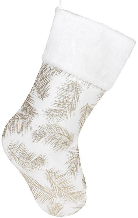 Шкарпетка для подарунків "Хвоя" 49 см, біла із золотом