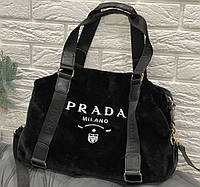 Модная женская большая дорожная меховая сумка Prada Прада