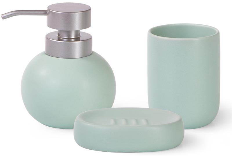 Набір аксесуарів Fissman Aquamarine для ванної кімнати: дозатор, мильниця та склянка