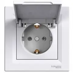 Розетка із заземл. контактом, зах. шт. та кришкою Schneider серія Asfora Білий EPH3100121