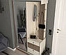 Стильна маленька прихожа купе 100 см у вузький коридор з дзеркалом і тумбою для взуття Таня купе Квадро Летро, фото 6