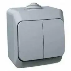 Вимикач 2-кл. IP44 Schneider серія Cedar Plus Сірий WDE000650, фото 1