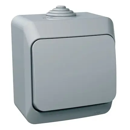 Вимикач 1-кл. IP44 Schneider серія Cedar Plus Сірий WDE000610, фото 1