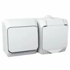 Комбінований блок розетка + вимикач IP44 Schneider серія Cedar Plus WDE000500