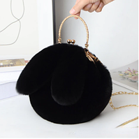 Чорна! Хутряна сумка зі штучного хутра "Вушка", сумка-клатч із ланцюжком через плече