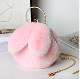 Плюшева сумка зі штучного хутра "Вушка", яскраво-рожева, фото 2