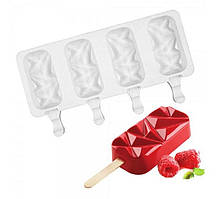 Силіконова форма для тістечка та морозива міні Ескімо Біте скло на 4 комірок 6,5 см 3,5 см