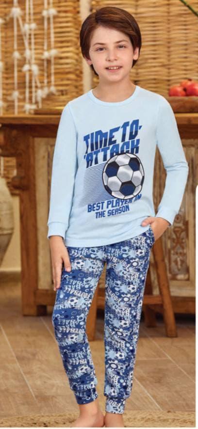 Піжама для хлопчиків Baykar Туреччина дитяча трикотажна хб піжама на хлопчика футбол блакитна Арт 9793-207
