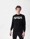 Світшот з білим логотипом nasa | чорна чоловіча кофта наса, фото 2