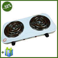 Плита електрична настільна Rainberg RB-888 на 2 конфорки, Кухонна побутова електроплита для дому