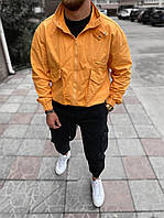 Мужская стильная укороченная коттоновая оверсайз куртка оранжевая