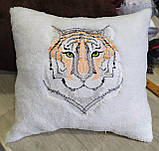 Подарункові декоративні подушки на блискавці 40 * 40 см із вишивкою тигра, фото 2