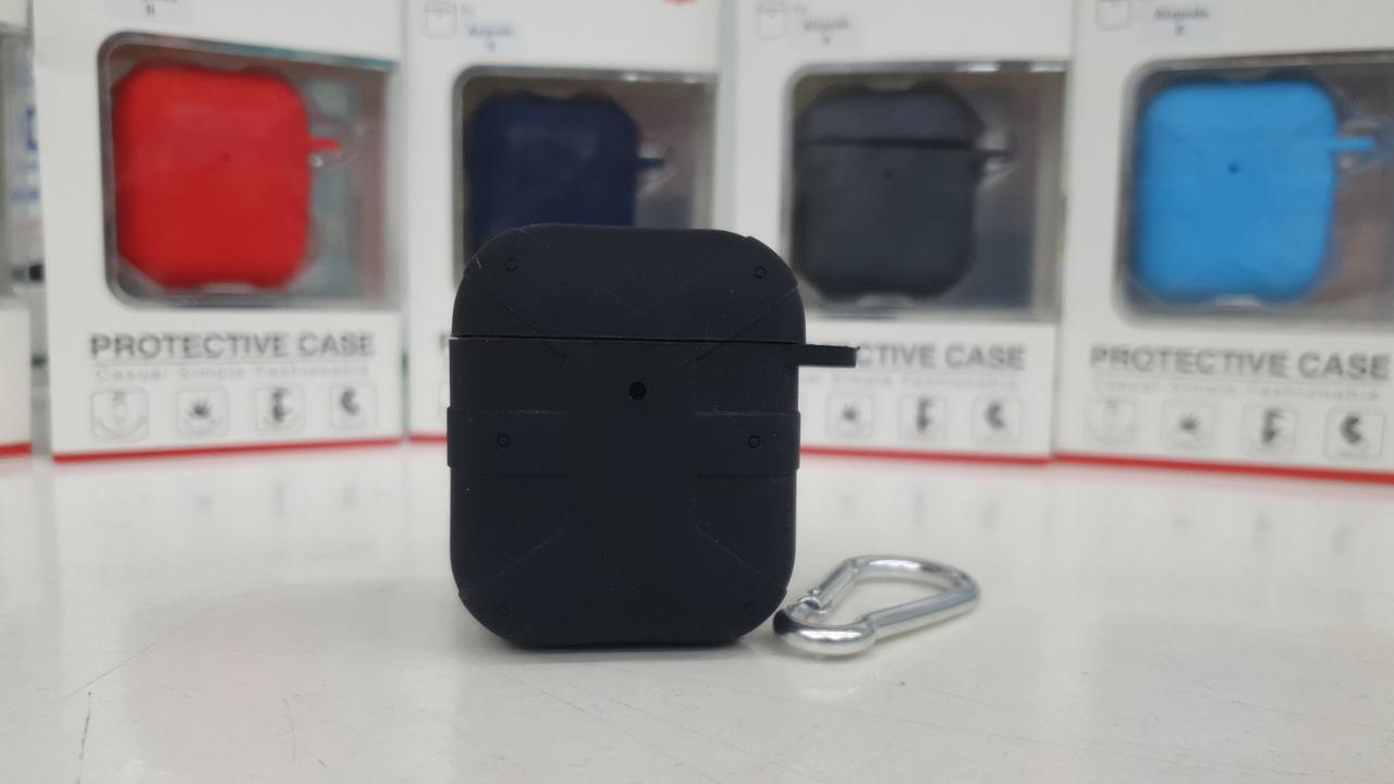 Протиударний чохол - Airpods Apple. Чорний. Силікон. Рельєф