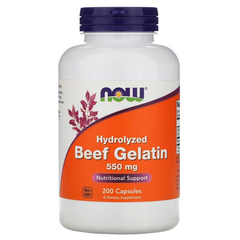 Желатин Hydrolyzed Beef Gelatin 550 мг Now Foods 200 капсул