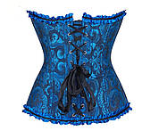 Корсет синій на шнурівці, корсет жіночий жакардовий, фото 3