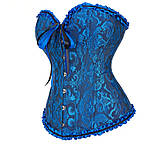Корсет синій на шнурівці, корсет жіночий жакардовий, фото 2