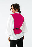 Блуза з об'ємними рукавами з накидкою і поясом ELISA - колір фуксія, S (є розміри), фото 2