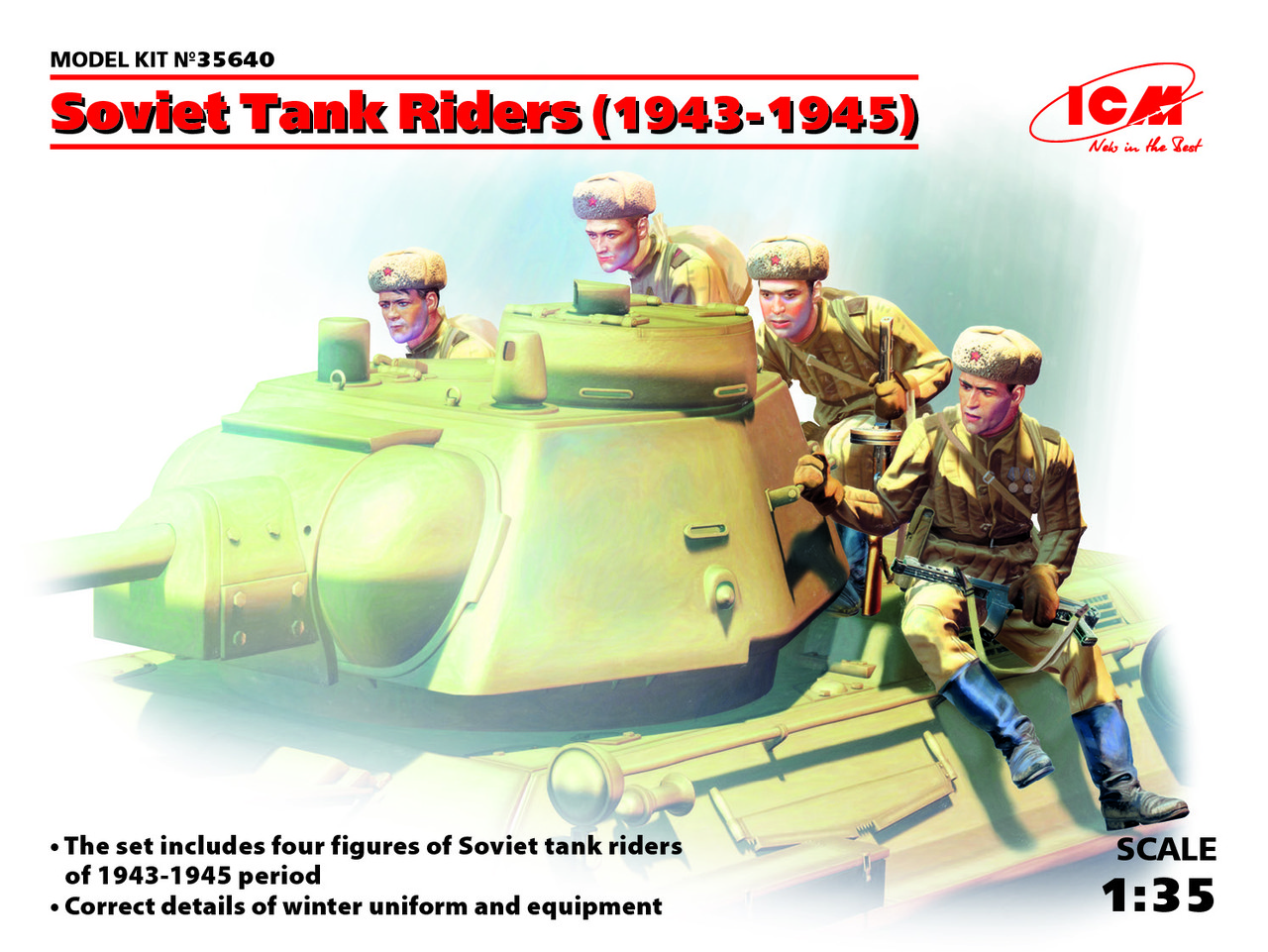 Пластикова модель 1/35 ICM 35640 радянський танковий фансант (1943-1945) (4 фігур), фото 1