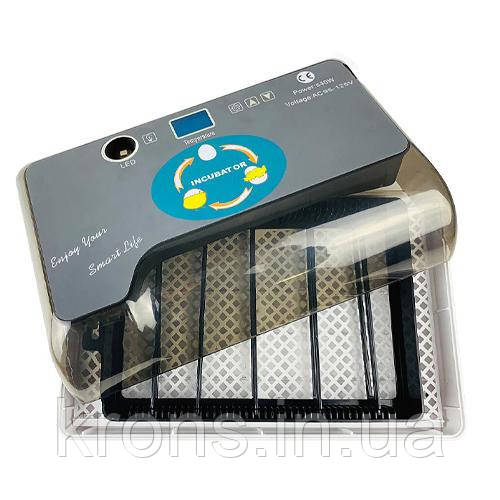Інкубатор побутовий міні, для 12 яєць, овоскоп, LCD, 40Вт, прозорі стінки, фото 1