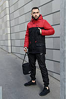 Парка Nike червона чорна зимова + штани найк+ Барсетка та рукавички в Подарунок.Комплект чоловічий