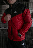Куртка мужская осенняя / весенняя The North Face красная черная утепленная ТНФ TNF Демисезонная ветровка