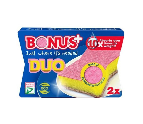 Губки для миття посуд без подряпин Bonus+ Duo 1 упаковка / 2 шт